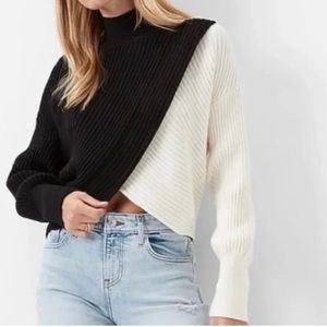 Cropped color block sweater